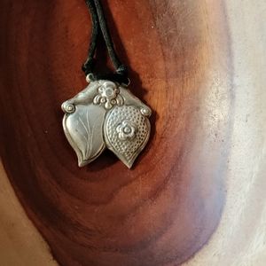 Carved Sterling Double Heart